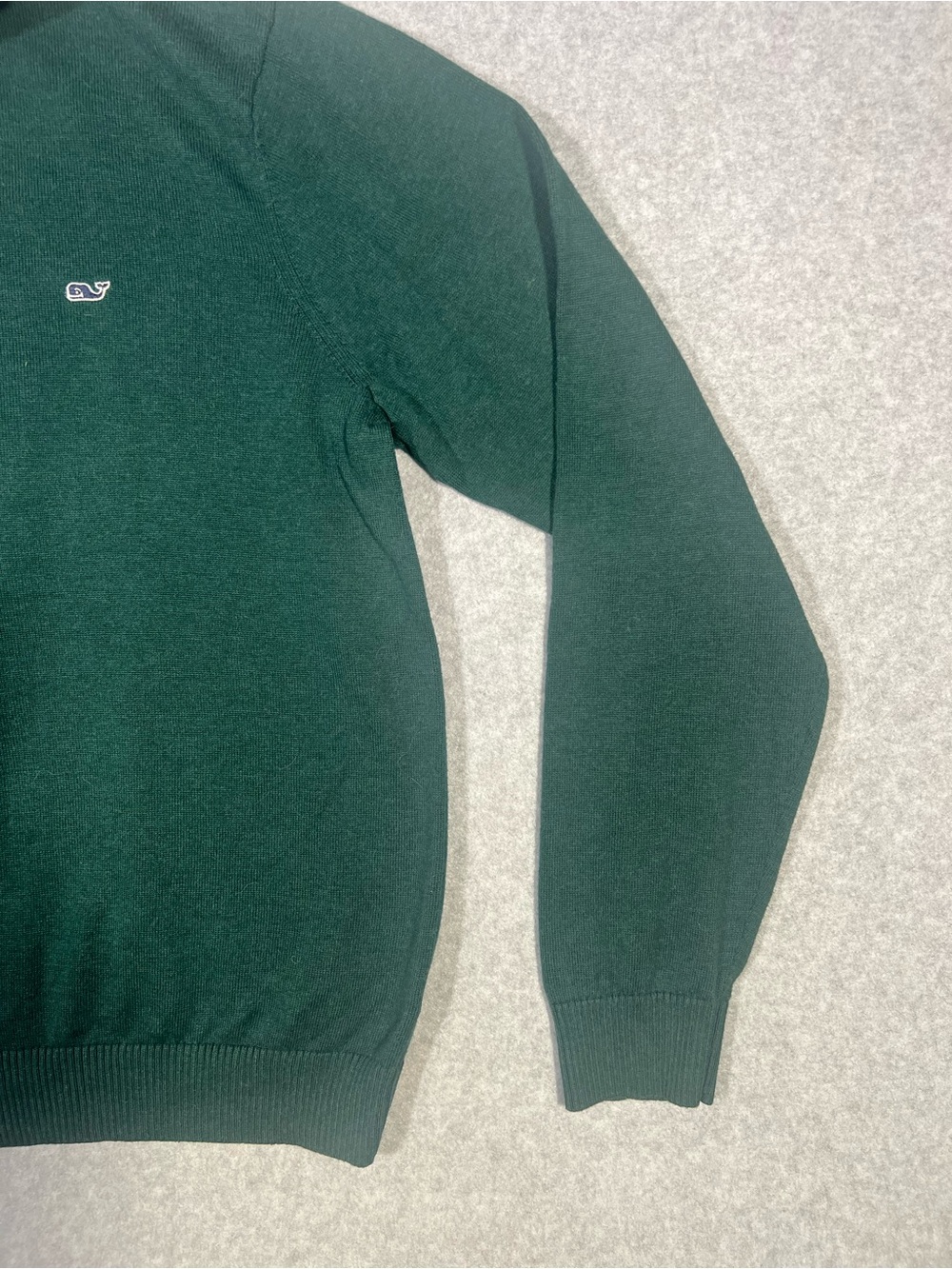 Vineyard Vines Green Men's Half-Zip Sweater with Striped Collar - Picture 4 of 9